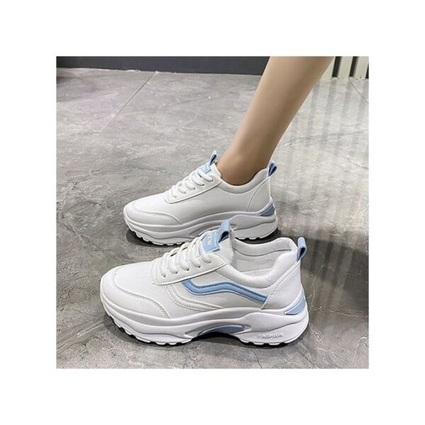 Trendy Sneakers For Ladies Causal Thick Soled White Shoes - Image 5