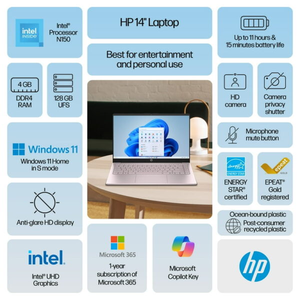 HP 14 inch HD Windows Laptop - Image 2