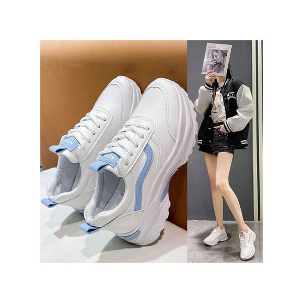 Trendy Sneakers For Ladies Causal Thick Soled White Shoes - Image 3