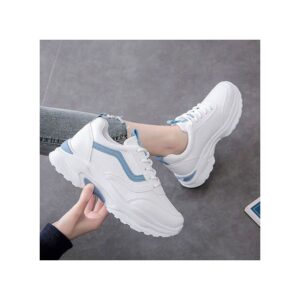 Trendy Sneakers For Ladies Causal Thick Soled White Shoes